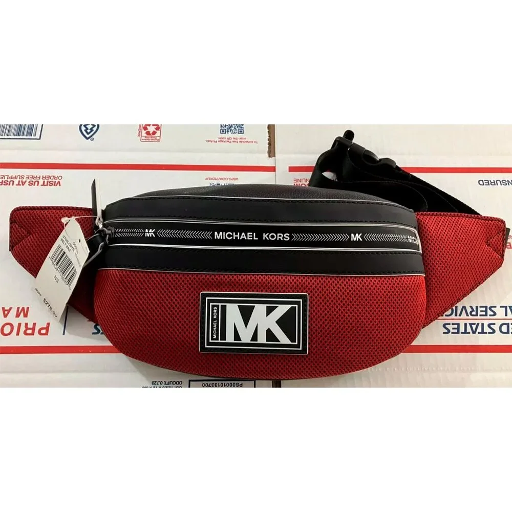 S Michael Kors Cooper Belt Bag Racing Red / Black 37U0LCOY0L NWT $278 Retail - Picture 1 of 6